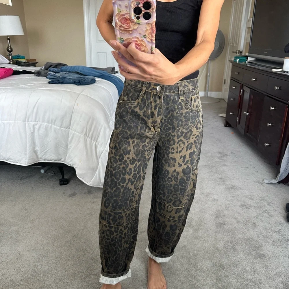 Leopard Print Jeans - Picture 1 of 8